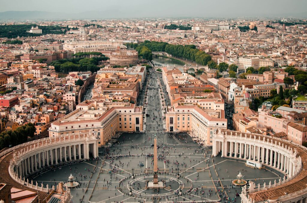 Fotografia aerea della città di Roma, scattata dalla cima del Vaticano durante una vacanza.